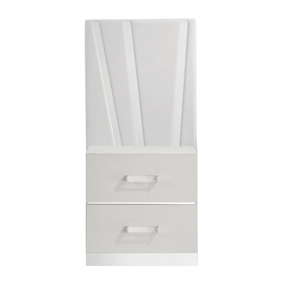 Angle. New Classic Furniture - Europa Wood 2 Nightstand with Panels - White.
