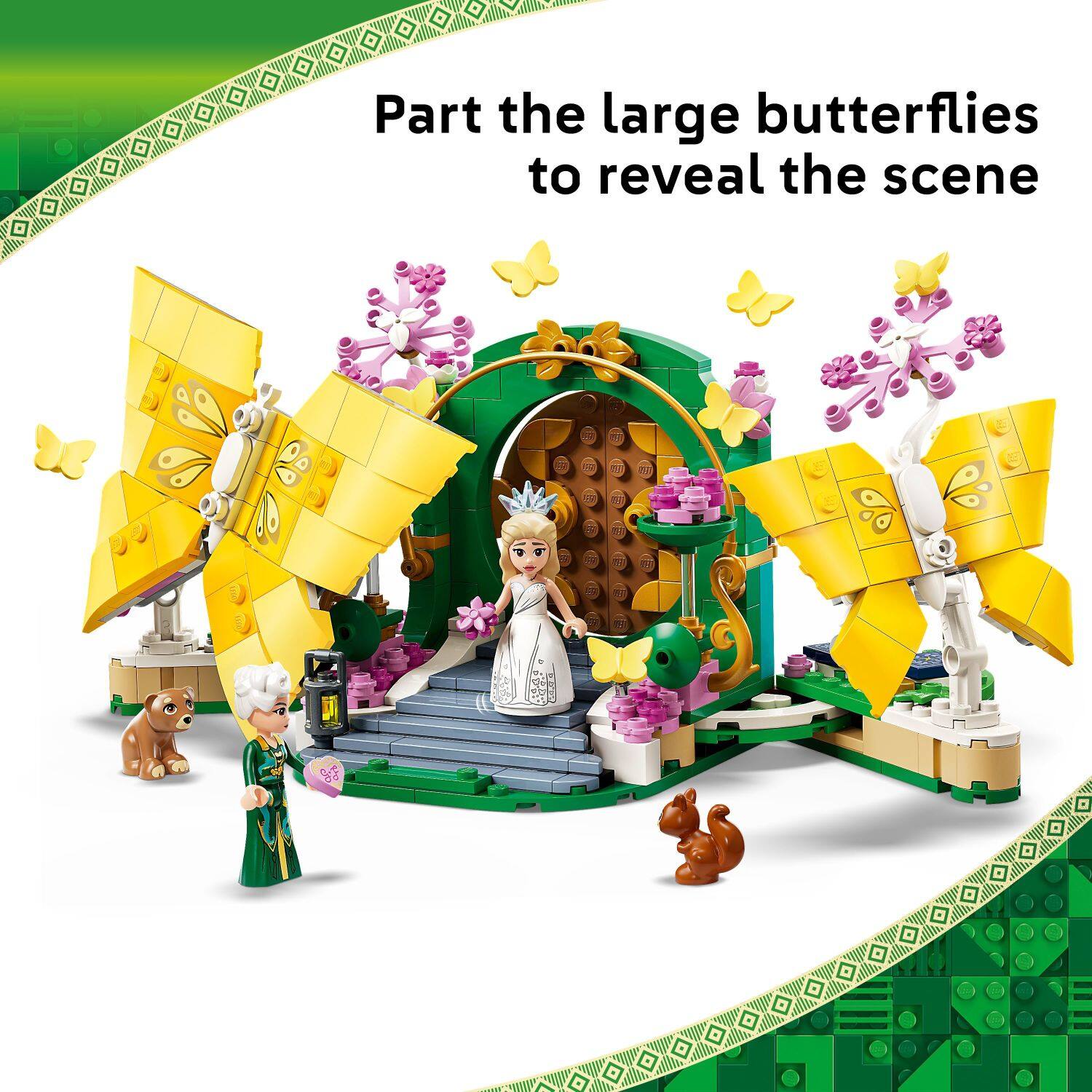 Part the large butterflies to reveal the scene