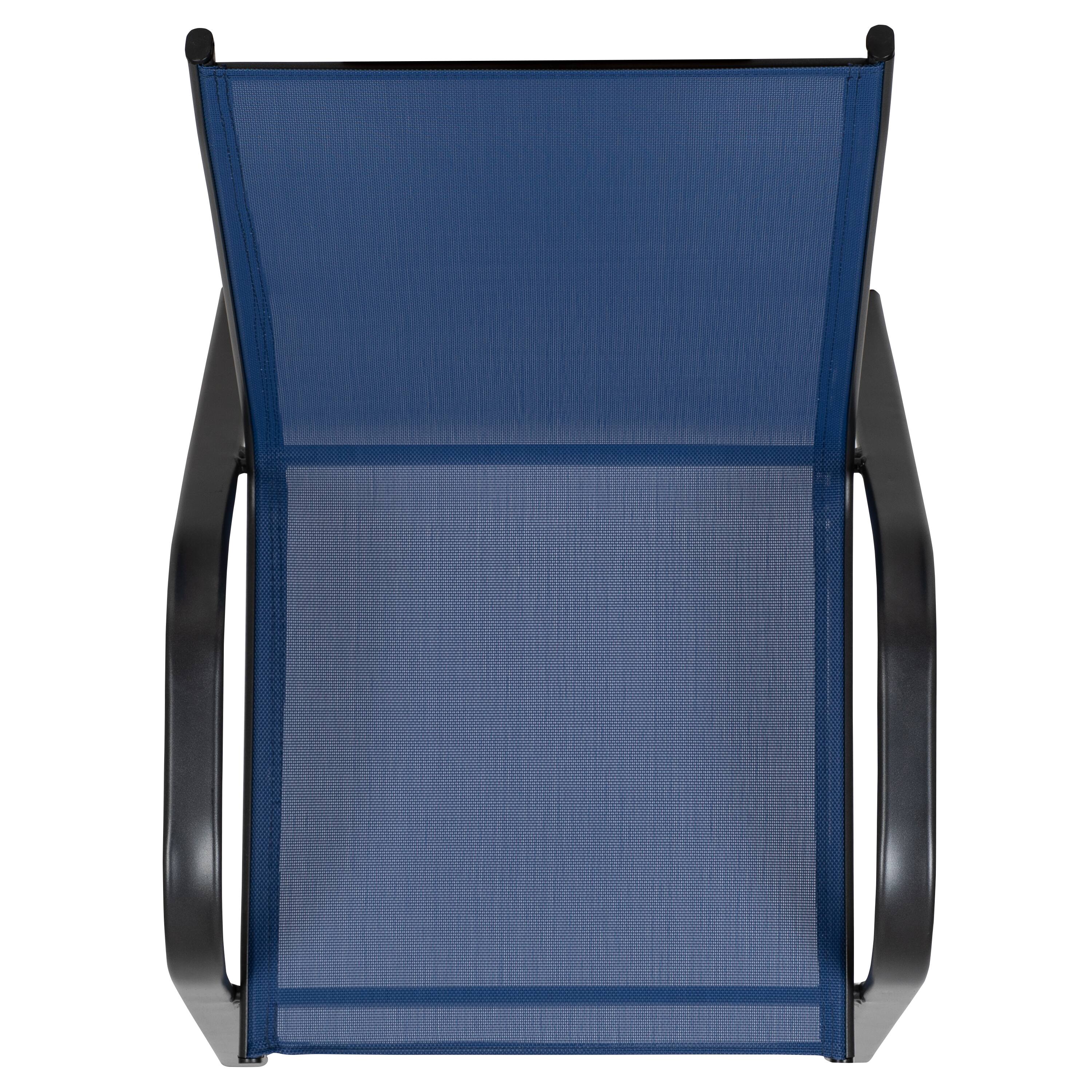 Alt View 9. Emma + Oliver - 4 Pack Outdoor Stack Chair with Flex Comfort Material - Patio Stack Chair - Navy.