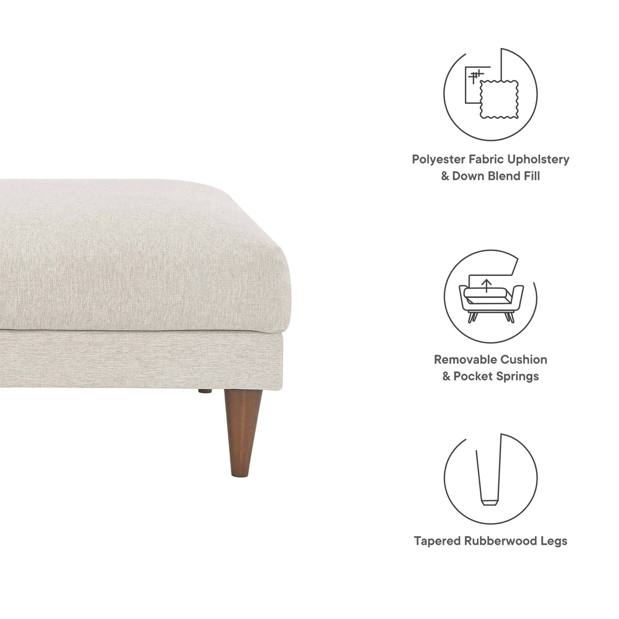 Polyester Fabric Upholstery & Down Blend Fill  
Removable Cushion & Pocket Springs  
Tapered Rubberwood Legs