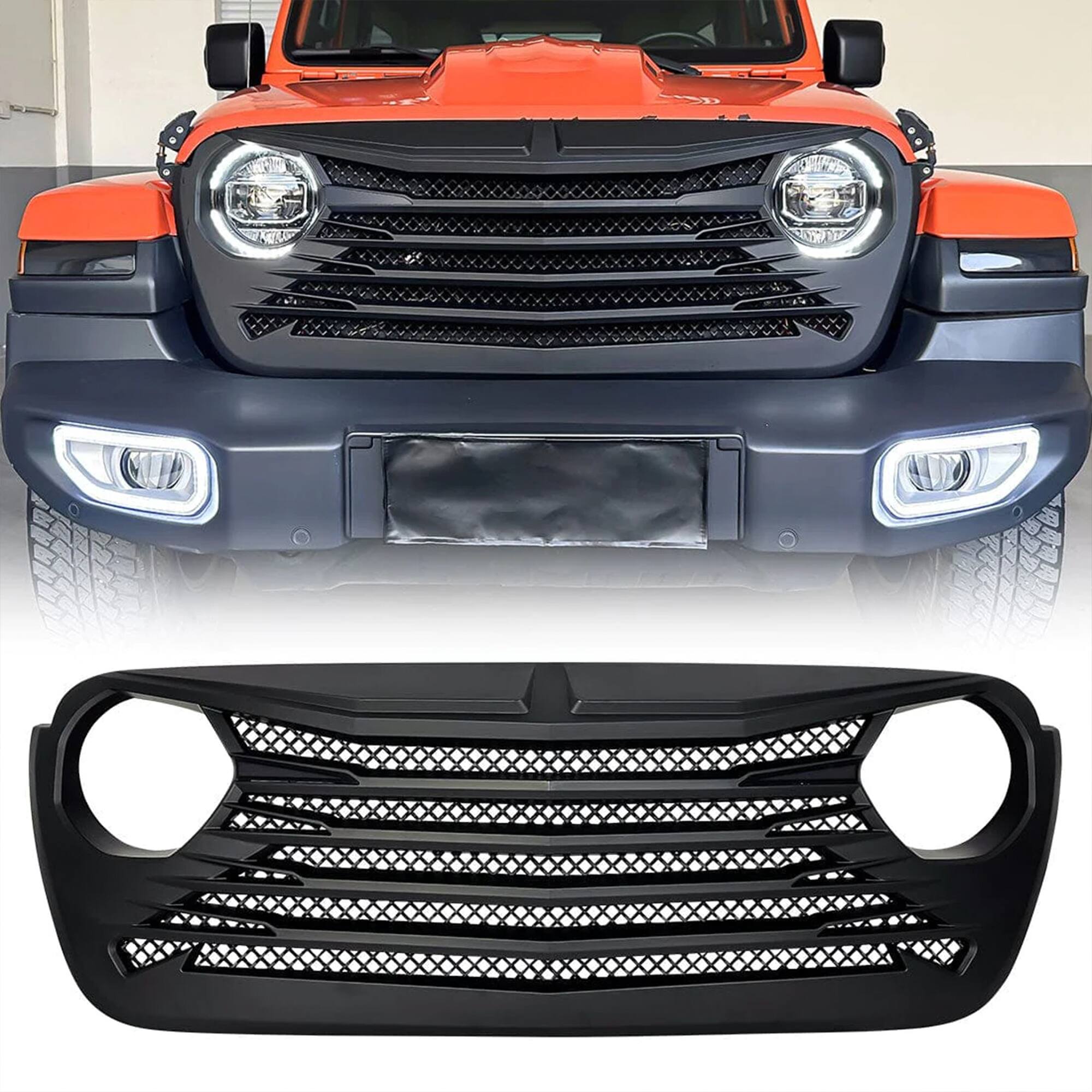 AMERICAN MODIFIED - Tomahawk Grille for 2018-2023 Jeep Wrangler JL & Gladiator JT - Matte Black