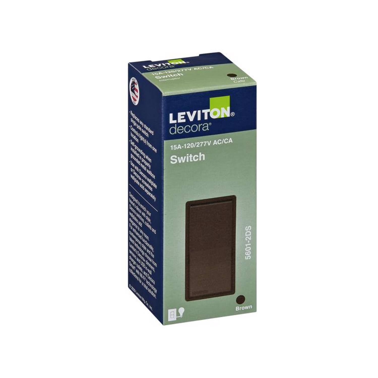 LEVITON decora 15A-120/277V AC/CA 50% Switch 5601-2DS Brown