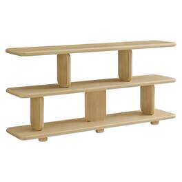 FurniFact - Wooden 2-Tier Bookshelf in Natural Finish with Sturdy Shelving - Brown