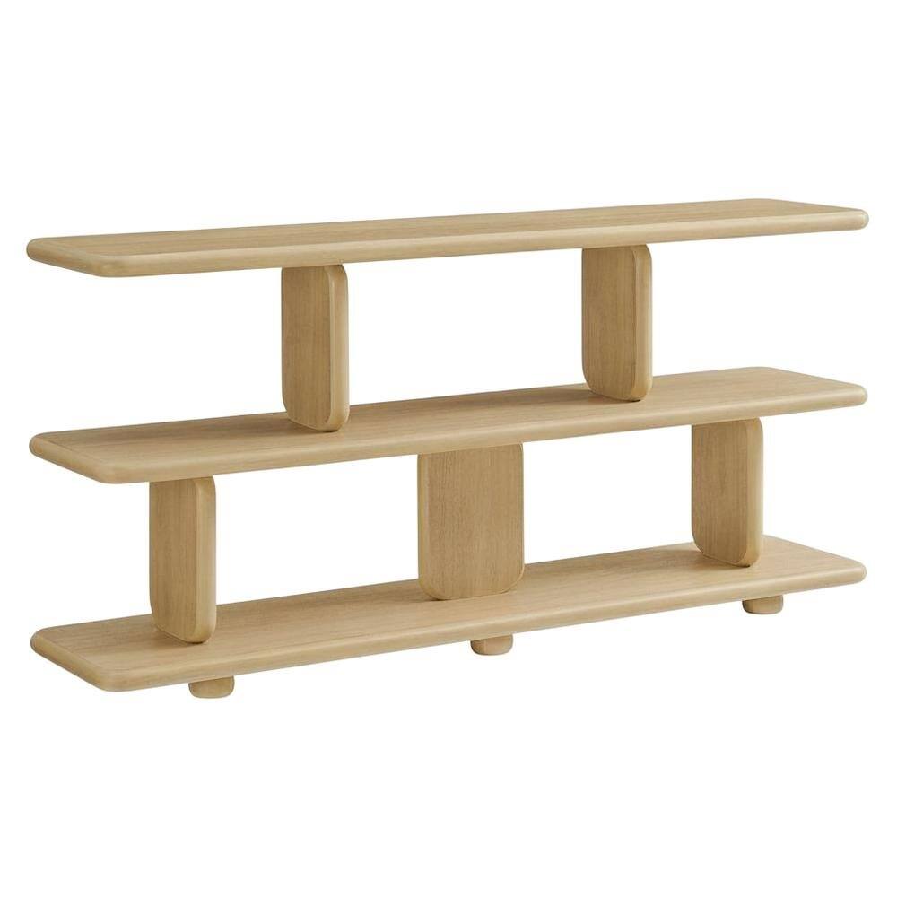 Front. FurniFact - Wooden 2-Tier Bookshelf in Natural Finish with Sturdy Shelving - Brown.