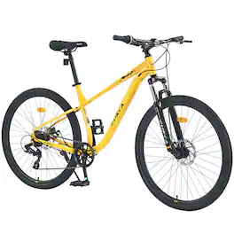 Anysun - 27.5 Inch Wheels 8 Speed Mountain Bike, for Men Women Boys and Girls, Front Suspension, Steel Frame - Yellow