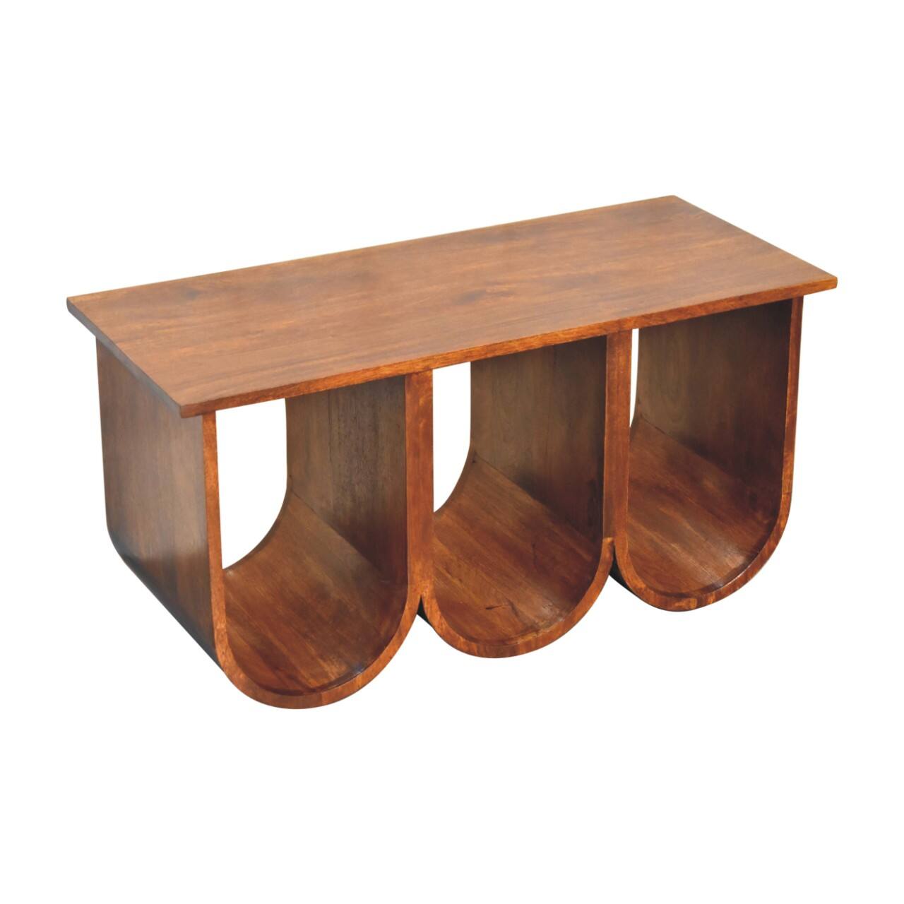 Alt View 1. Artisan Furniture - Triple Open Style Coffee Table - Dark Brown.