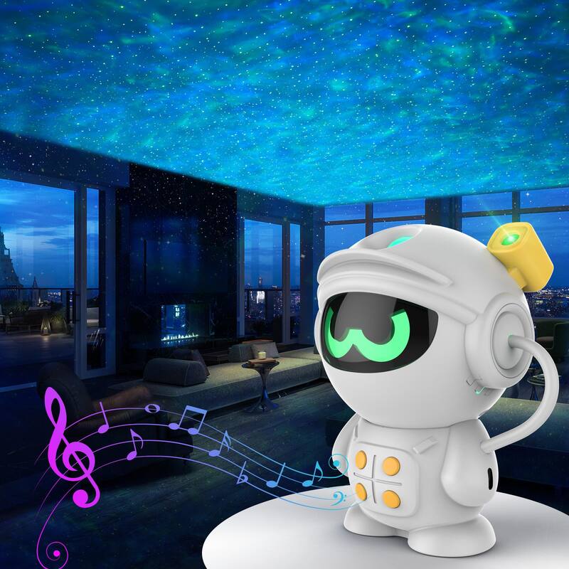 Front. Rossetta - Rossetta Cute Astronaut Design Projector Night Light, USB-Powered Galaxy Projector, Night Light for Home Bedroom - White.