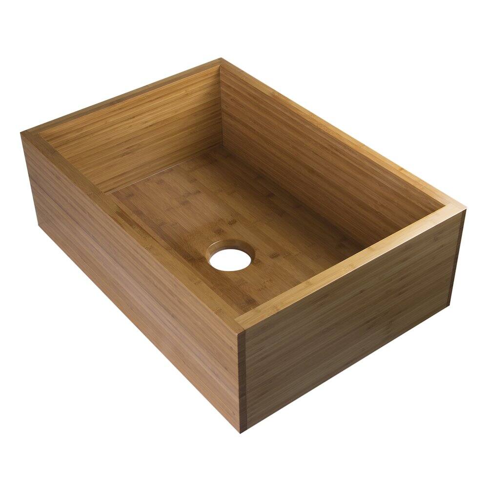 Front. Alfi - ALFI brand 30 Single Bowl Bamboo Kitchen Farm Sink - Brown.