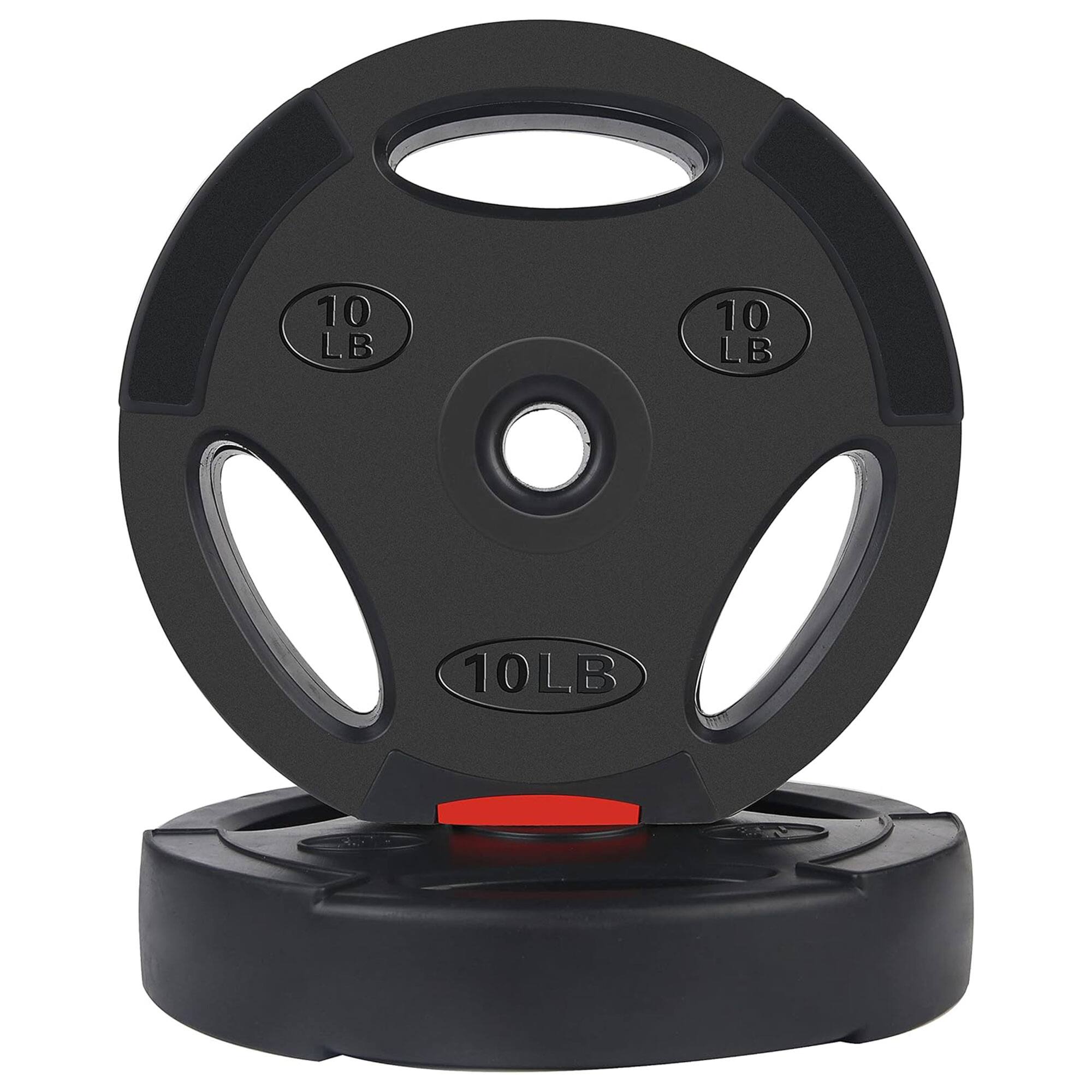 Alt View 2. Signature Fitness - Signature Fitness Standard 10 Pound Coded Olympic Weight Plate, Black (Set of 2) - Black.