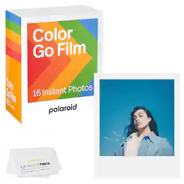 Go Color Film, White Frame -16 Films + Quality Photo Microfiber Cloth Compatible with Polaroid Go Cameras)