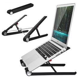 HongFei - Adjustable Laptop Stand for Desk, Portable Notebook Riser Fits 18-12 Inch Laptops & All Computers, Reinforced Nylon - Black
