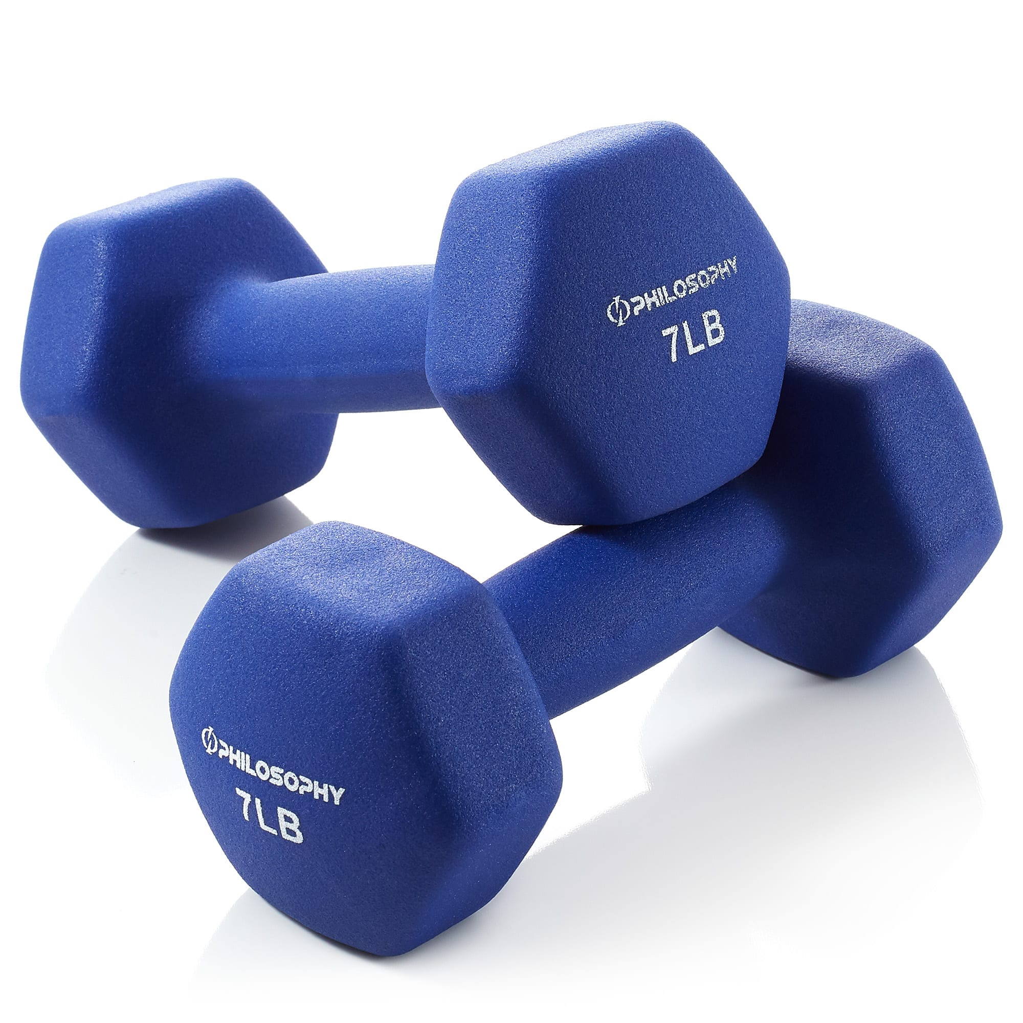 Philosophy Gym - Neoprene Dumbbell Hexagon Hand Weights - Set of 2 - Strength Training - Navy