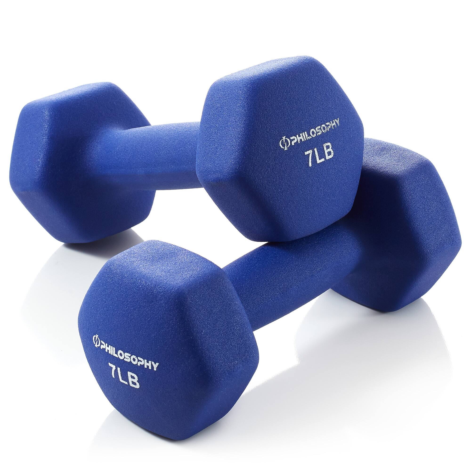 Philosophy Gym - Neoprene Dumbbell Hexagon Hand Weights - Set of 2 - Strength Training - Navy