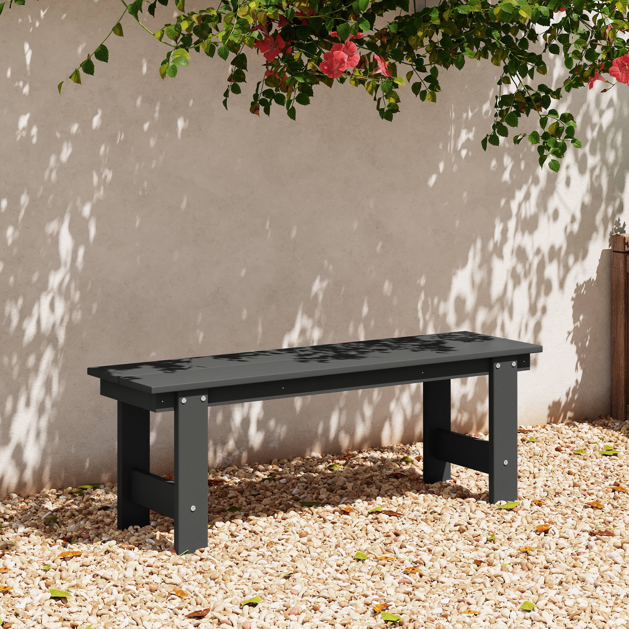 Angle. WestinTrends - WestinTrends Ashore Outdoor HDPE 48" Modern Backless Patio Bench - Gray.