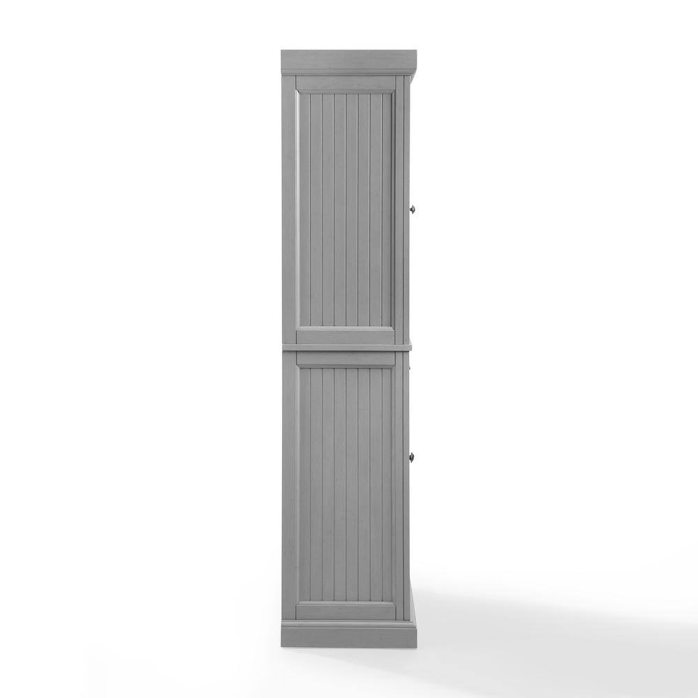 Left. Crosley Furniture - Seaside Kitchen Storage Pantry - Distressed Gray.