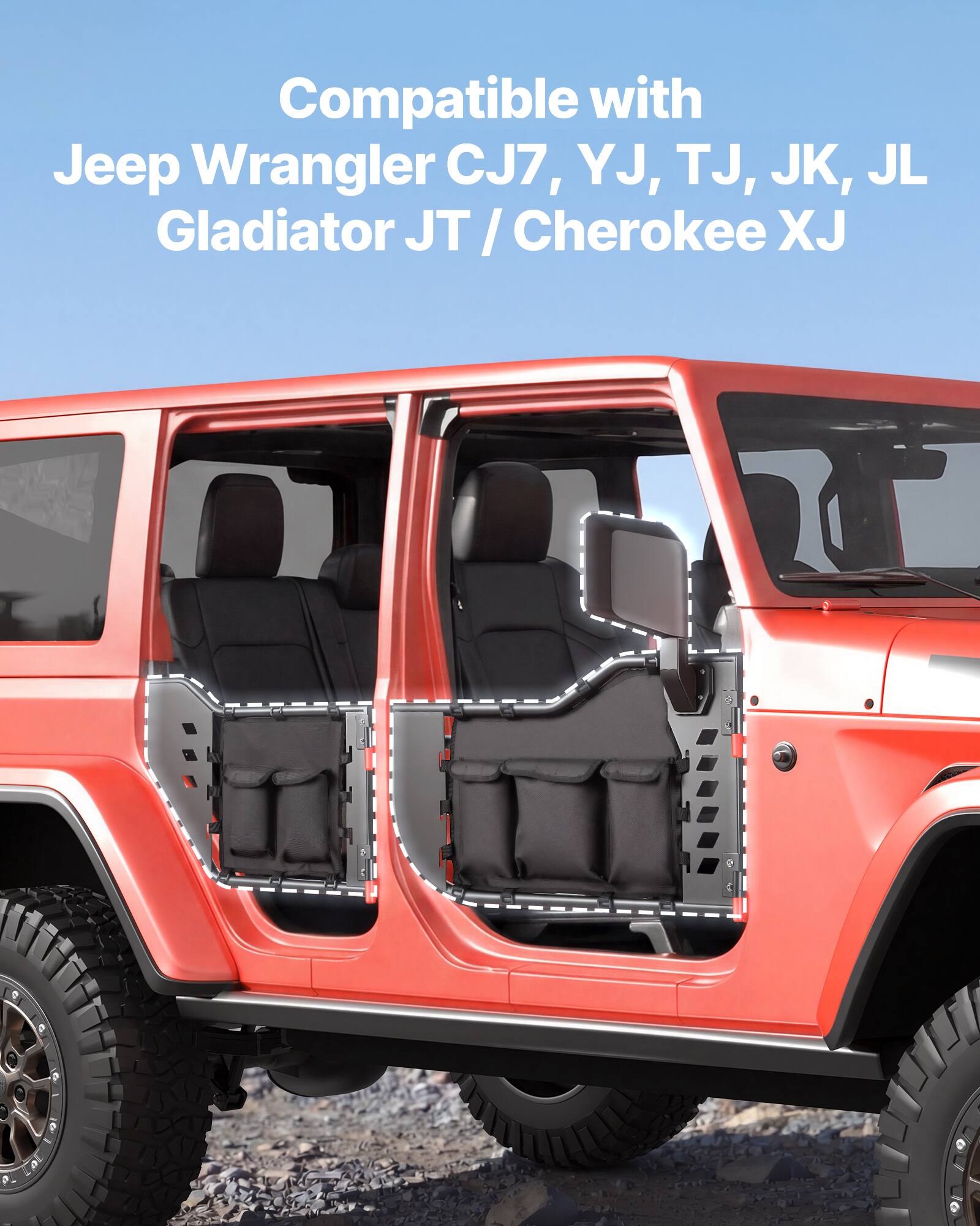 Compatible with Jeep Wrangler CJ7, YJ, TJ, JK, JL Gladiator JT / Cherokee XJ