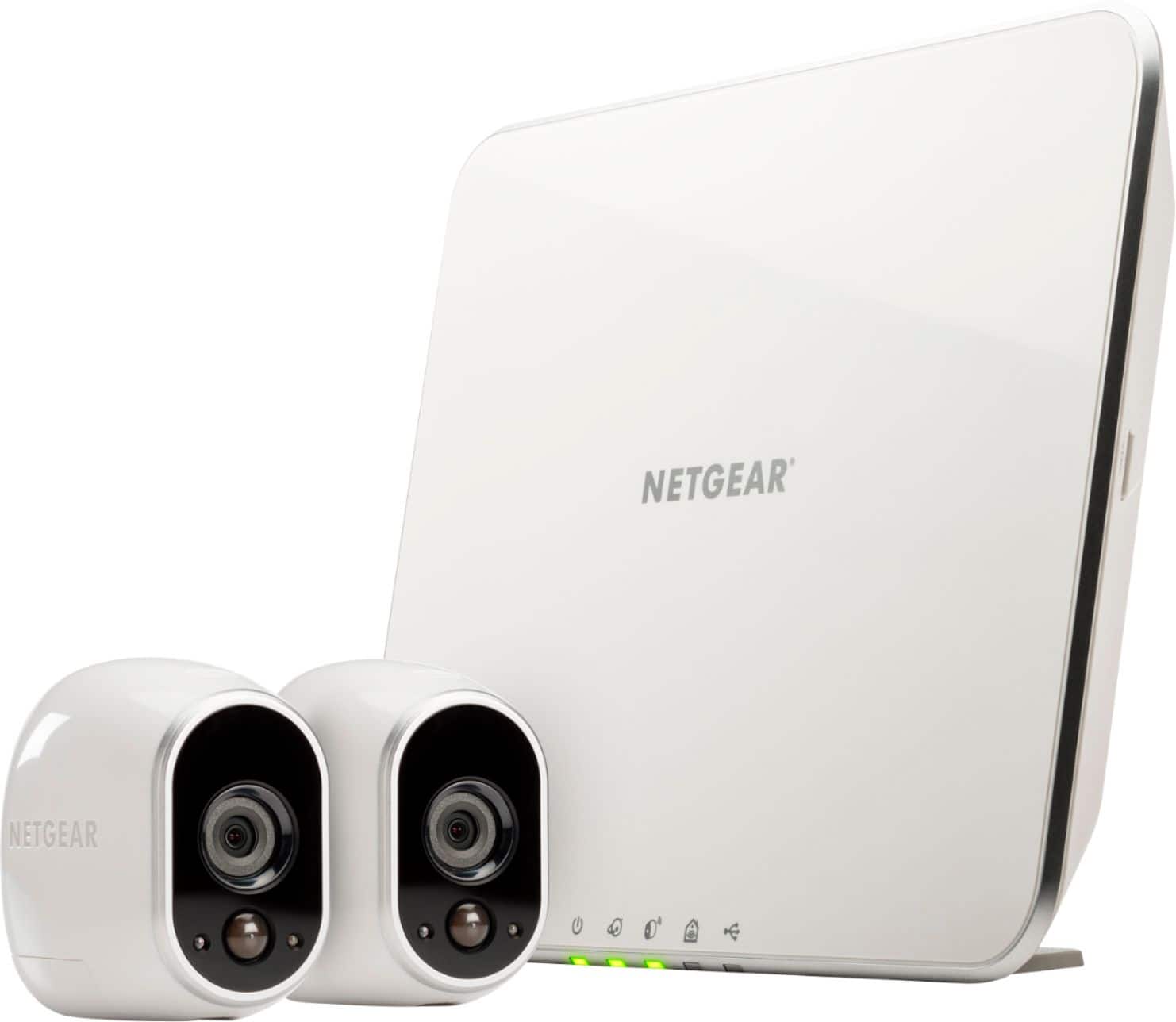 Front. NETGEAR - Arlo Smart Home Indoor/Outdoor Wireless High-Definition IP Security Cameras (2-Pack) - White/Black.