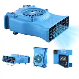 VEVOR - Blower Fan, Low Profile Air Mover Carpet Dryer, 1000 CFM, 2 Speeds, Multi-Angle Airflow - Blue