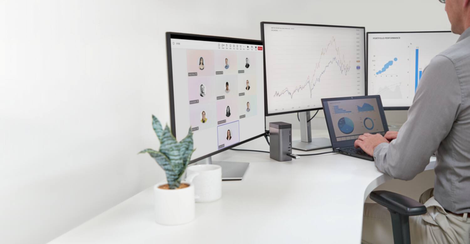 Alt View 2. Belkin - USB-C Hub, 11-in-1 Pro GaN Dock 150W, Multi-Port Docking Station for Triple Monitor Display for MacBook Pro & More - Grey.