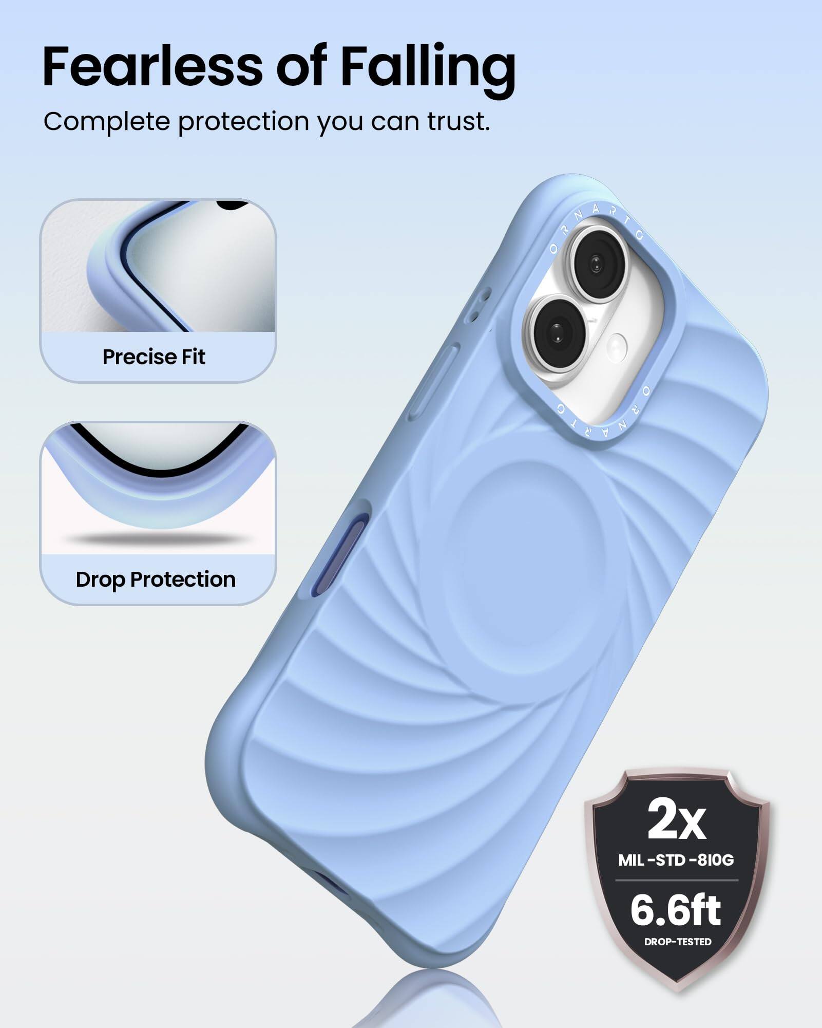 Fearless of Falling Complete protection you can trust. Precise Fit Drop Protection 2x MIL-STD-810G 6.6ft DROP-TESTED