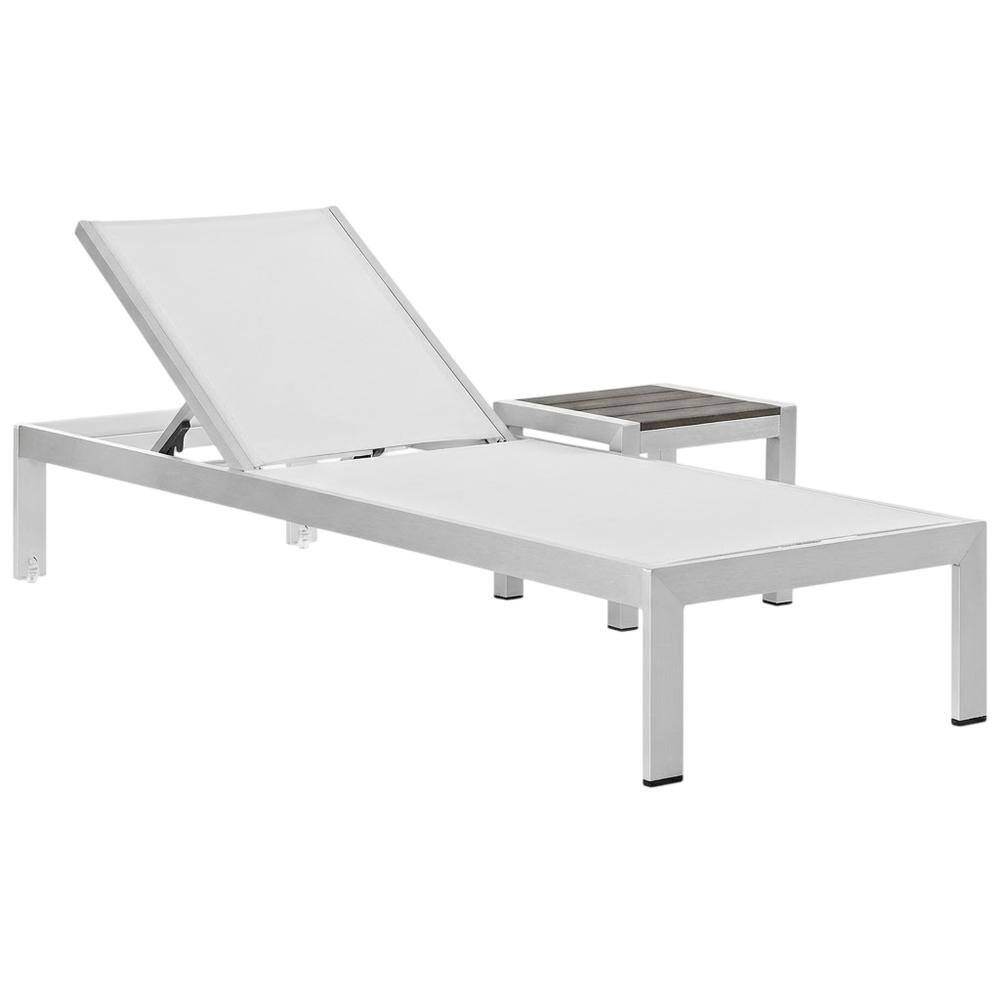 Front. Outdoor Escape - Aluminum Outdoor Patio Lounge Set With Backrest Support And Stacking-Free Design - White.