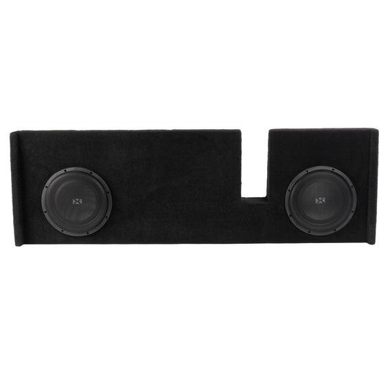 Angle. NVX - 2009-2018 Ford F-150 Extended Cab - 700W RMS Custom-Fit Loaded Dual 10" Sealed Subwoofer Enclosure - Black.