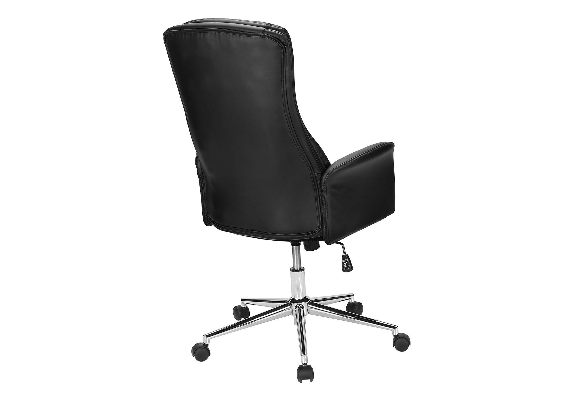 Alt View 2. Forest'nSky - Ergonomic Office Chair with Adjustable Height, Armrests & 360° Swivel - Modern Black Leather Look & Chrome Metal Base - Black.