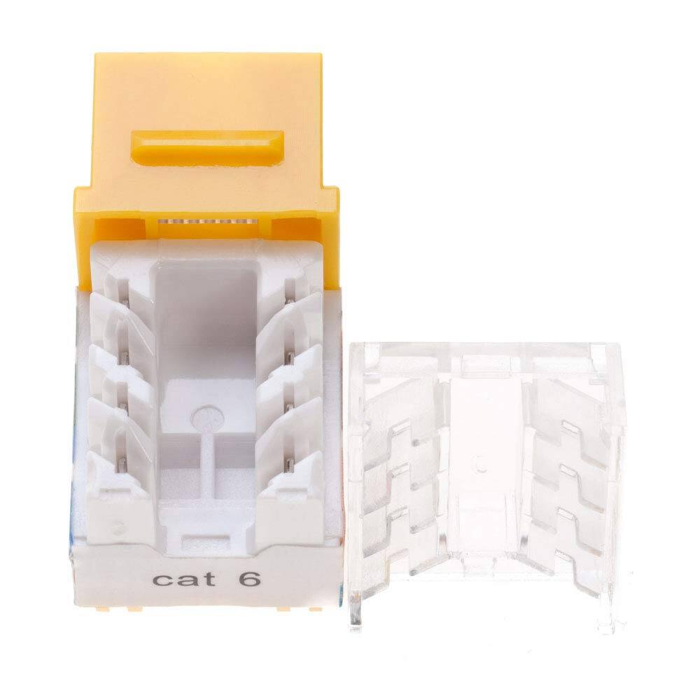 Alt View 1. Cables Direct Online - Cat5e 45° Angled RJ45 Keystone Jack, 8P8C 110 Punch-Down, Gold-Plated Contacts, 1Gbps, ANSI/TIA Compliant - Yellow.