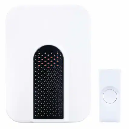 Front. HEATH ZENITH - Heath Zenith Black/White Plastic Wireless Plug-In Door Chime Kit.