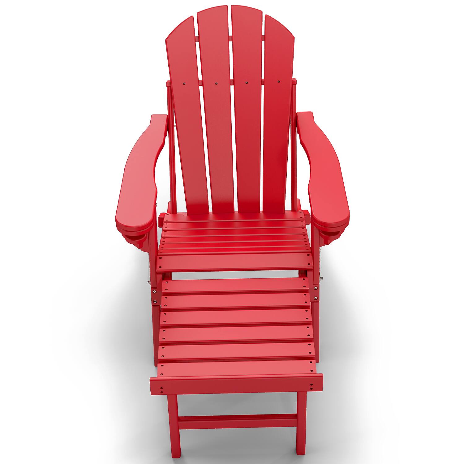 Left. FODINGHILL - Set of 2 HDPE Adirondack Chairs with Ottomans - Red.