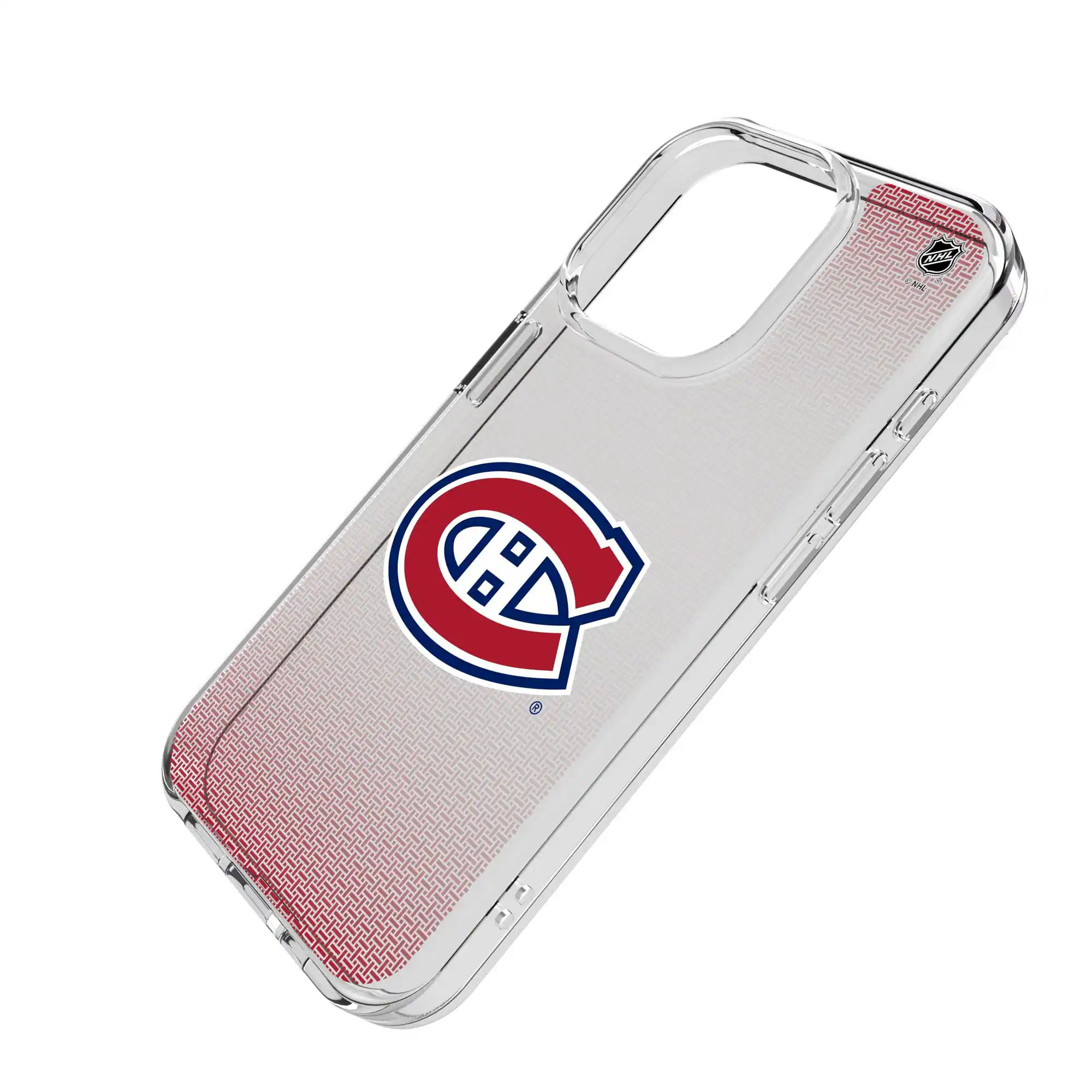 Alt View 1. Keyscaper - Montreal Canadiens Linen Logo iPhone Clear Case - 15 - Multicolor.