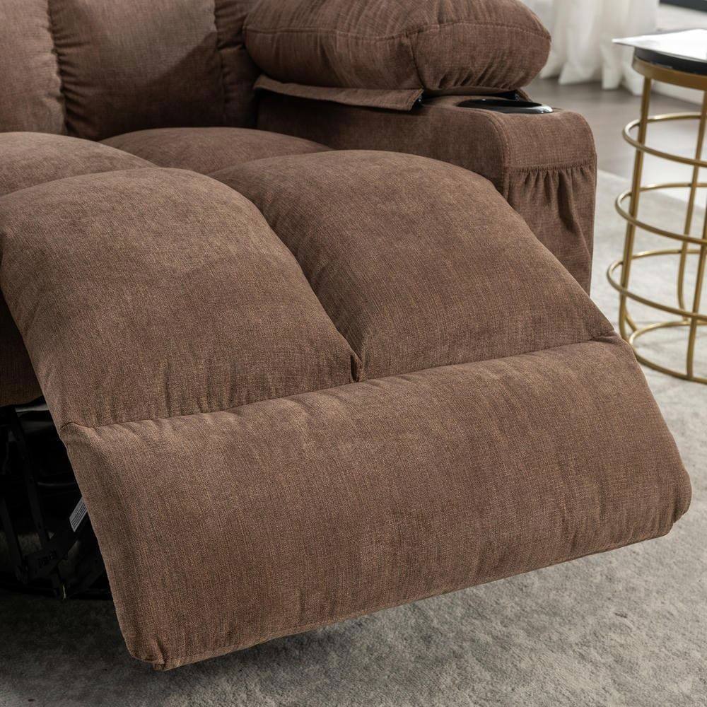 Alt View 2. Kadyn - Massage Rocker Recliner Chair, 8-Point Vibration & Heat, 150° Recline, USB Port, Cup Holders, Brown - Brown.