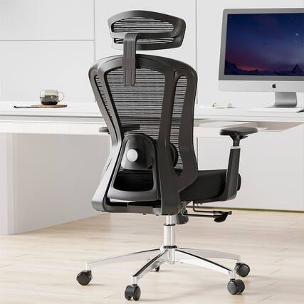 Front. Forest'nSky - High Back Ergonomic Office Chair with 3D Adjustable Armrests & Headrest in Black - Black.