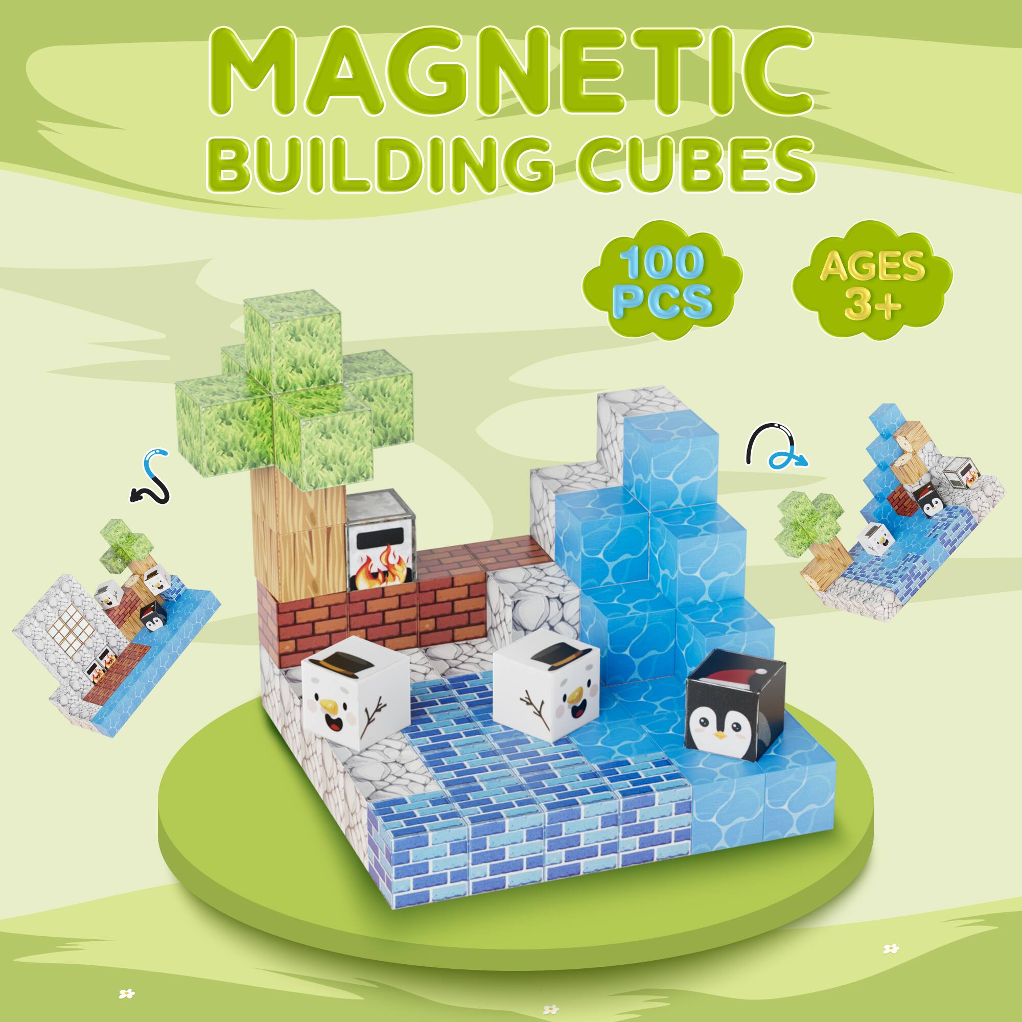 MAGNETIC BUILDING CUBES 100 PCS AGES 3+
