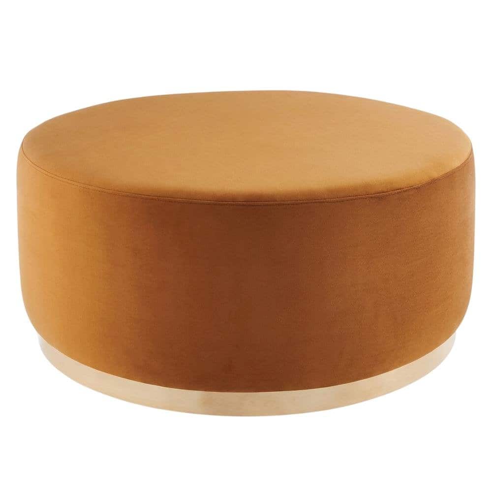 Outdoor Escape - Performance Velvet 38-Inch Round Outdoor Ottoman, Plush Upholstery, Versatile - Brown