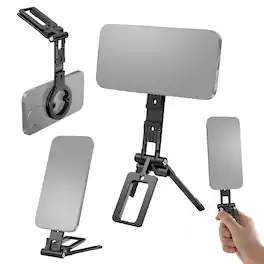 HM 1810 - Phone Tripod Mount With Cold Shoes Smartphone Adapter Compatible Multi Angle Tri Fold Cell Holder Handheld - PA098