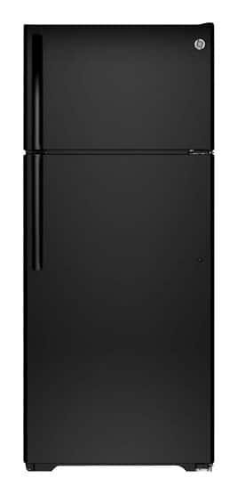 GE - 17.5 Cu. Ft. Frost-Free Top-Freezer Refrigerator - Black - Larger Front