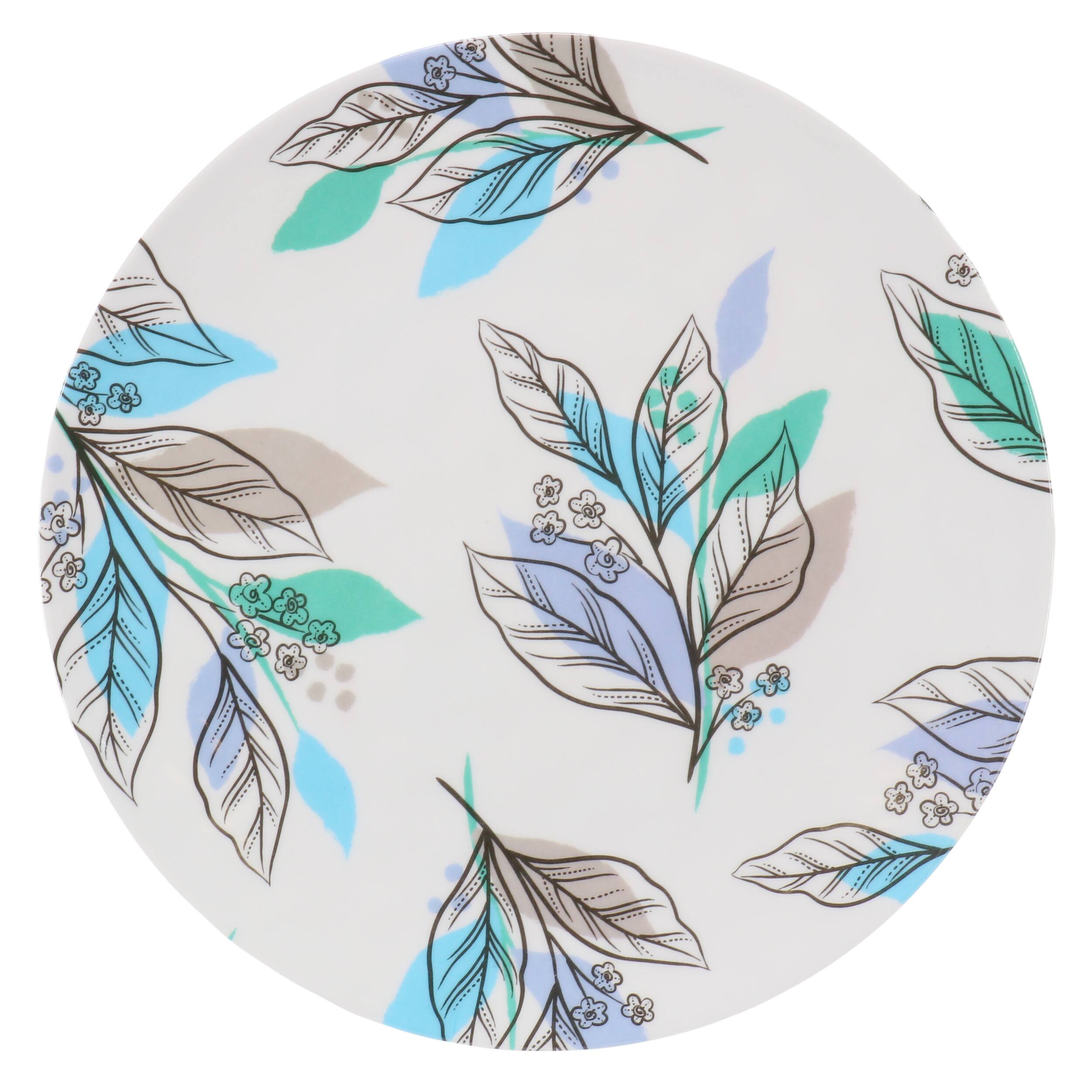 Alt View 1. Gibson - Gibson Home Tropical Sway Vineyard 12 Piece 9 Inch Round Melamine Dessert Plate Set in Blue - Blue.