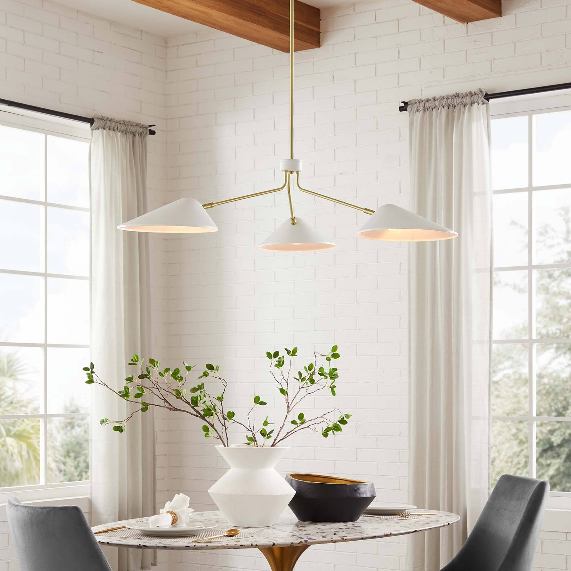 Back. Modway - Journey 3-Light 14" Arm Pendant by Modway - White.