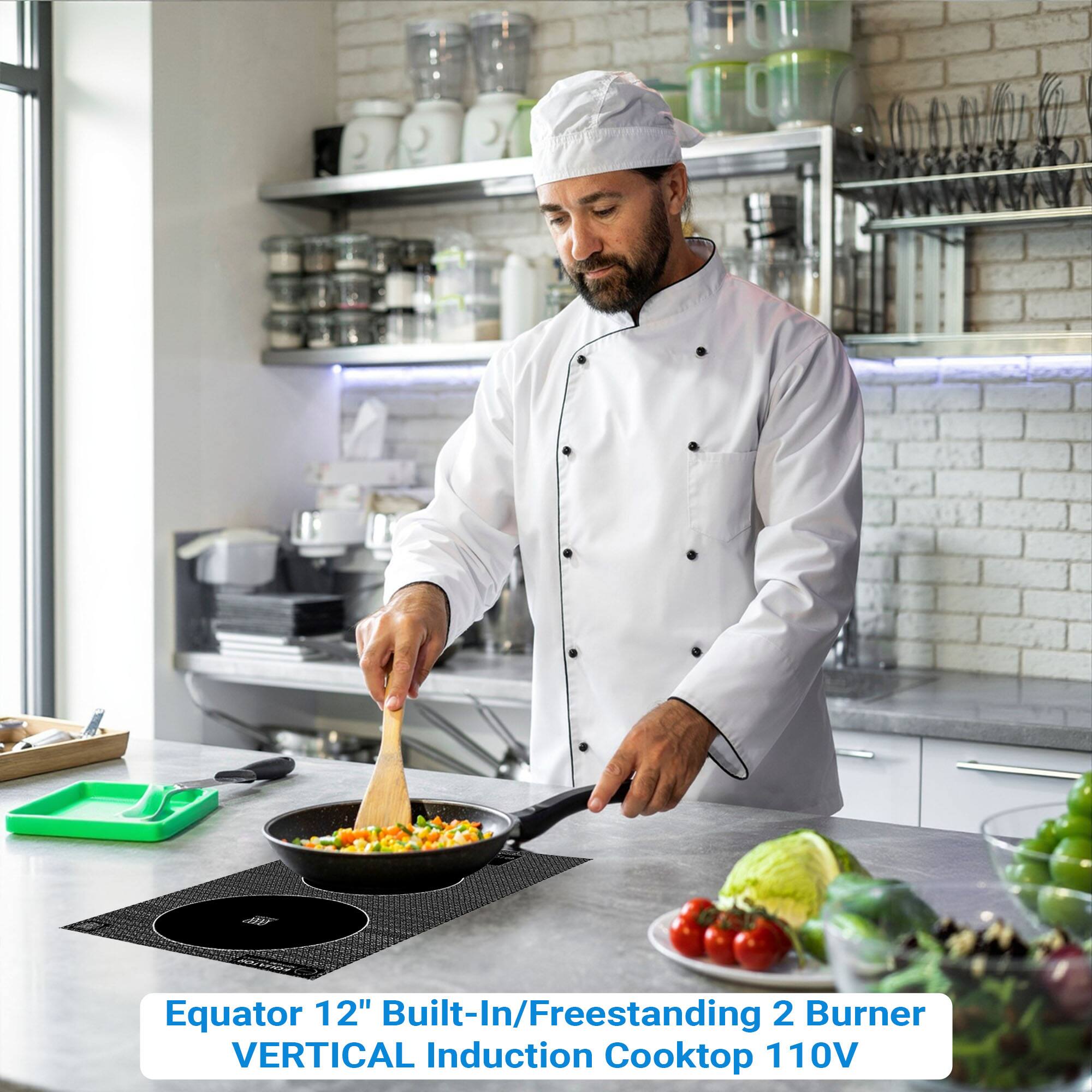 Equator 12" Built-In/Freestanding 2 Burner VERTICAL Induction Cooktop 110V