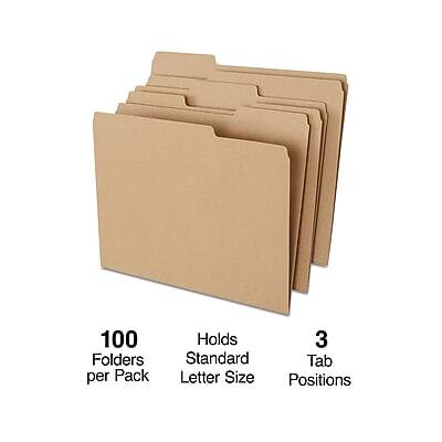 100 Folders per Pack  
Holds Standard Letter Size  
3 Tab Positions