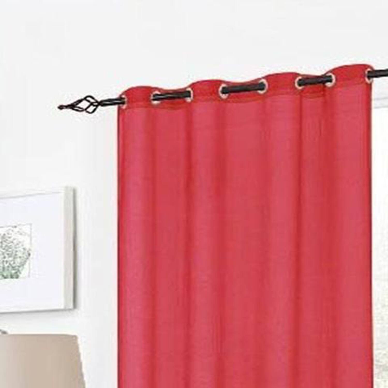 Angle. RT Designers Collection - RT Designers Collection Cara Grommet Top Panel 54" x 84" Red - Red.