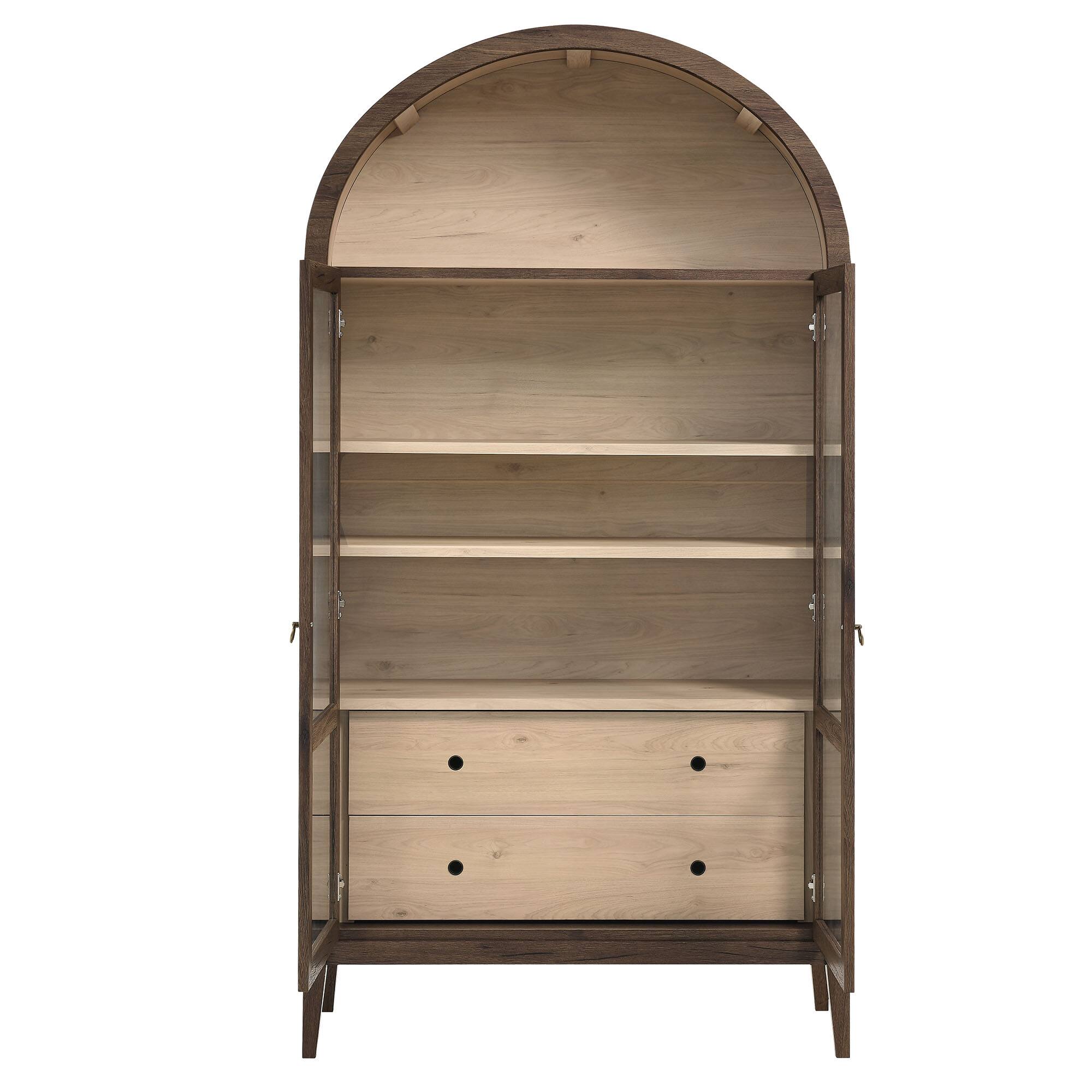 Alt View 5. Modway - Nolan 74" Tall Wide Arched Storage Display Cabinet by Modway - Walnut Light Oak.