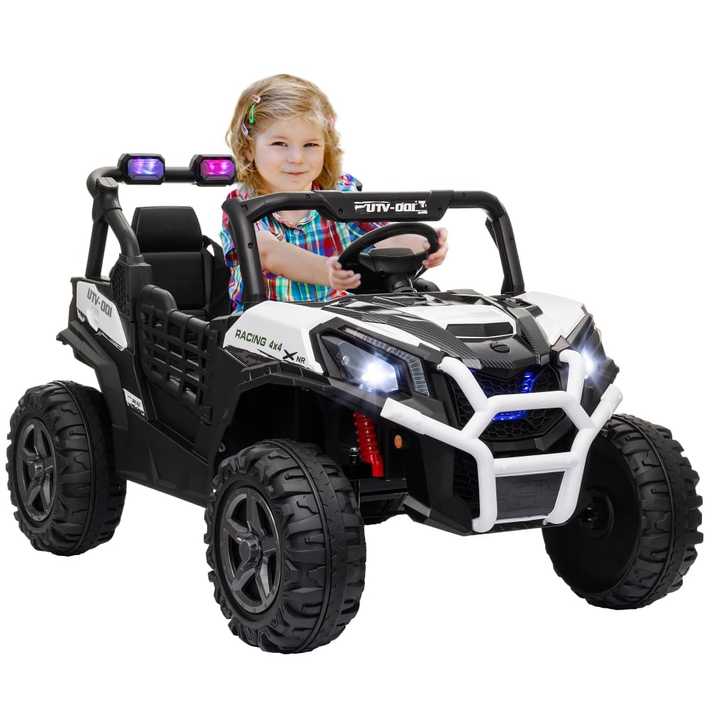 Ropilly - 2 Seater Electric Car for Kids 24V Battery Powered Ride on Car with Remote Control White