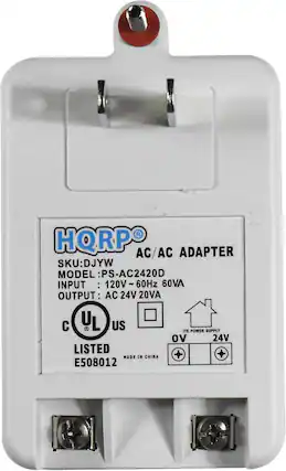 HQRP AC/AC ADAPTER
SKU: DJYW
MODEL: PS-AC2420D
INPUT: 120V ~60Hz 60VA
OUTPUT: AC 24V 20VA
UL LISTED
MADE IN CHINA
E508012