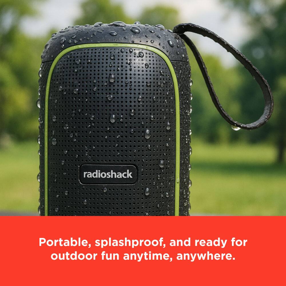 Portable, splashproof, and ready for outdoor fun anytime, anywhere.