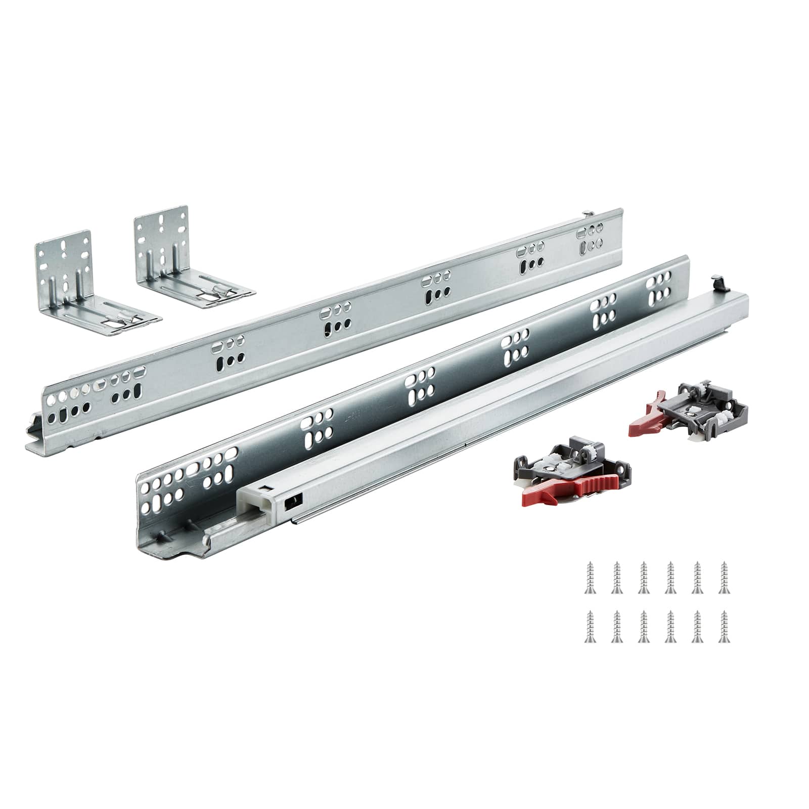 VEVOR - 6 Pairs of 21 Inch Drawer Bottom Side Mount Rails, Heavy Duty Full Ball Bearing Extension Steel Track - Silver