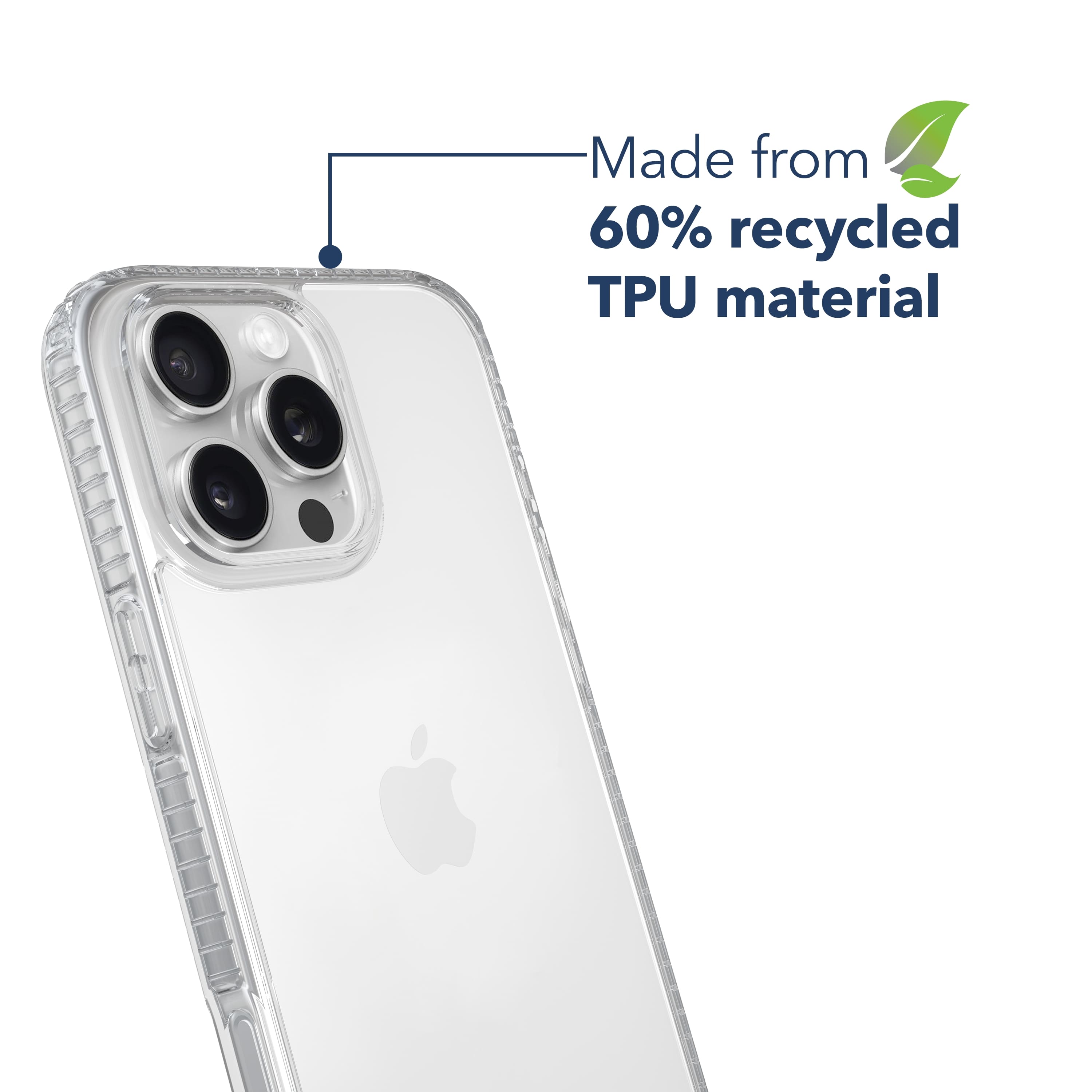 The text on the image reads "Made from 60% recycled TPU material."
