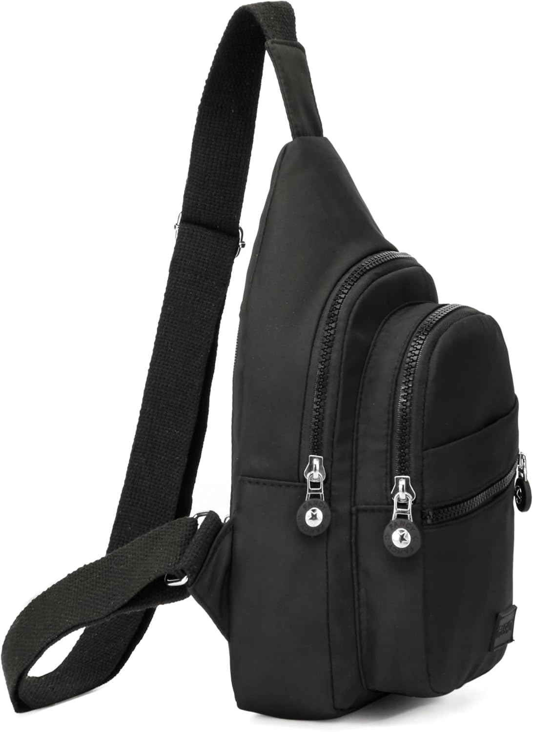Back. Live At Space - Small Sling Backpack Crossbody Women, Chest Daypack Fanny Cross Outdoors Hiking Traveling Black - L Black.