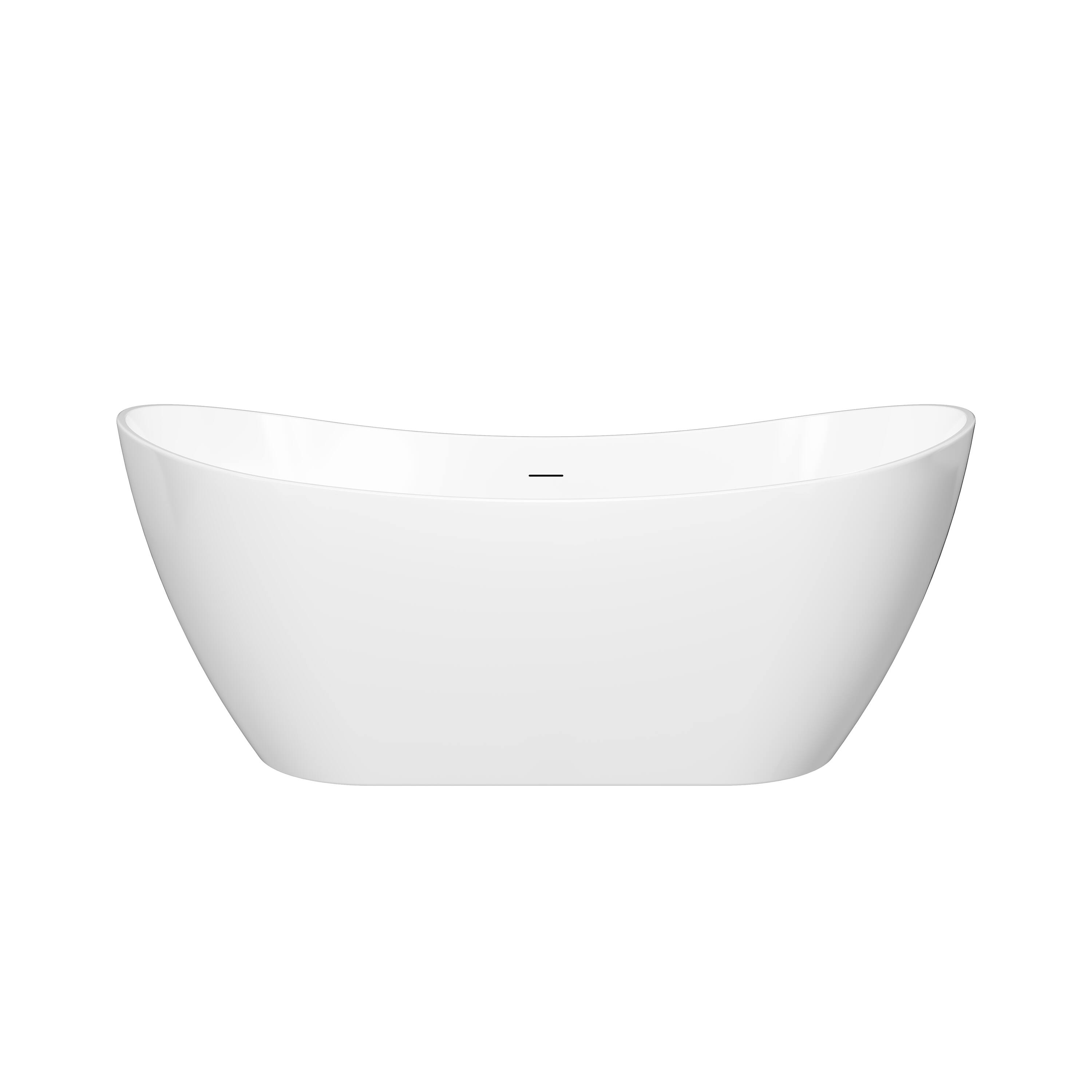 Alt View 7. WELLFOR - Vela 67 in. x 29 in. Acrylic Oval Freestanding Soaking Bathtub with Center Drain and Overflow - White.